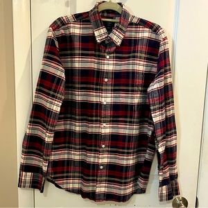 EUC J. Crew Plaid Slim Fit Oxford Long Sleeve Button Down Shirt Sz M Navy/Red